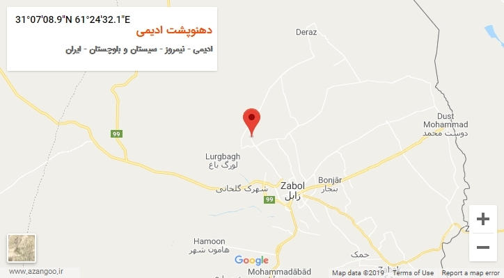 روستای دهنوپشت ادیمی بر روی نقشه