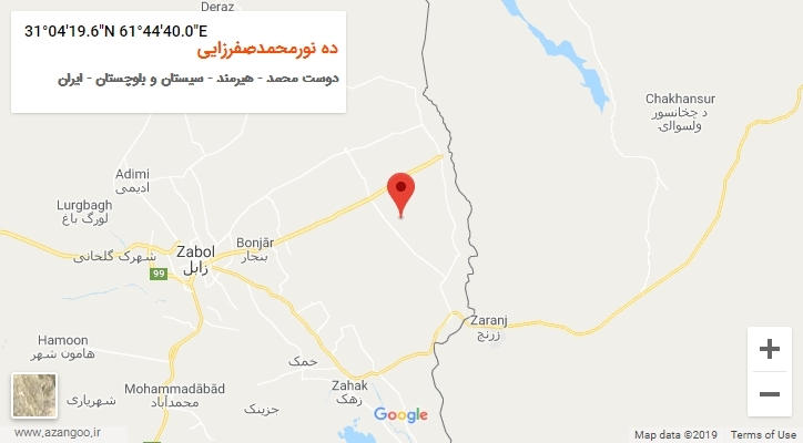 روستای ده نورمحمدصفرزایی بر روی نقشه