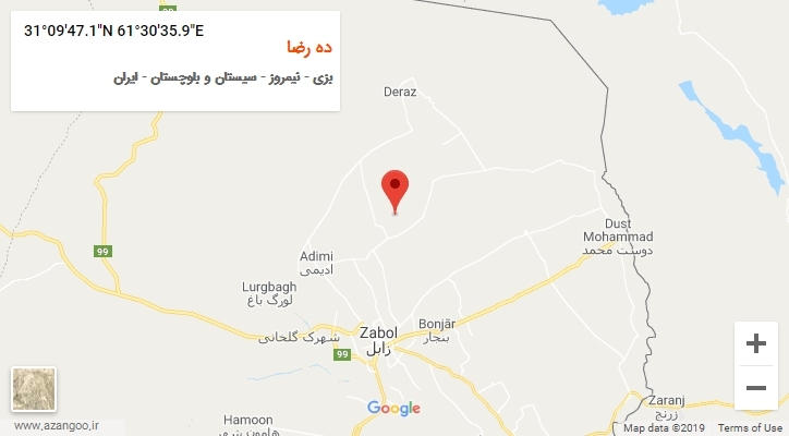 روستای ده رضا بر روی نقشه