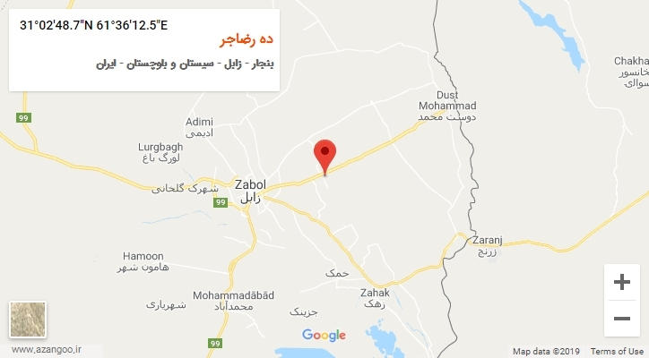 روستای ده رضاجر بر روی نقشه