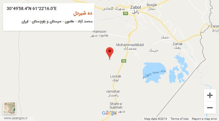 روستای ده شیردل بر روی نقشه