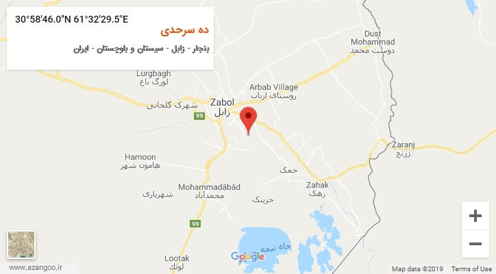 روستای ده سرحدی بر روی نقشه
