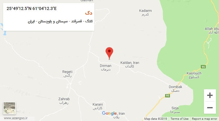 روستای دک بر روی نقشه