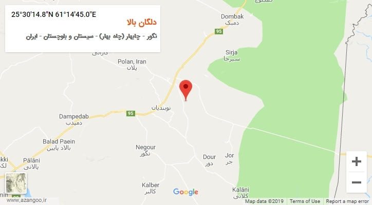 روستای دلگان بالا بر روی نقشه