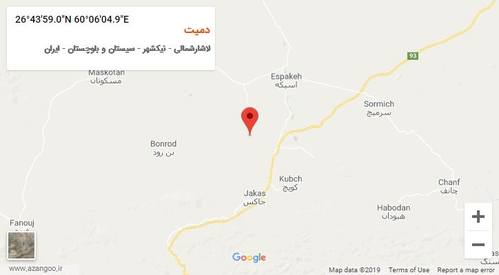 روستای دمیت بر روی نقشه