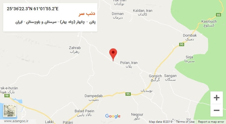 روستای دنب سر بر روی نقشه