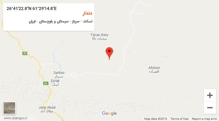 روستای دندار بر روی نقشه