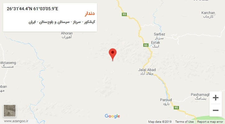 روستای دندار بر روی نقشه