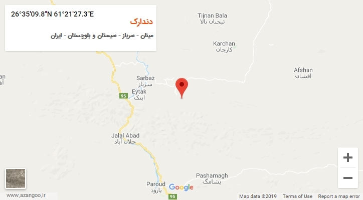 روستای دندارک بر روی نقشه
