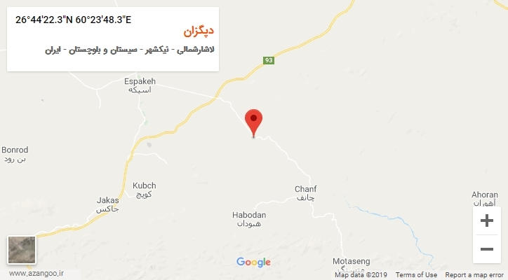 روستای دپگزان بر روی نقشه
