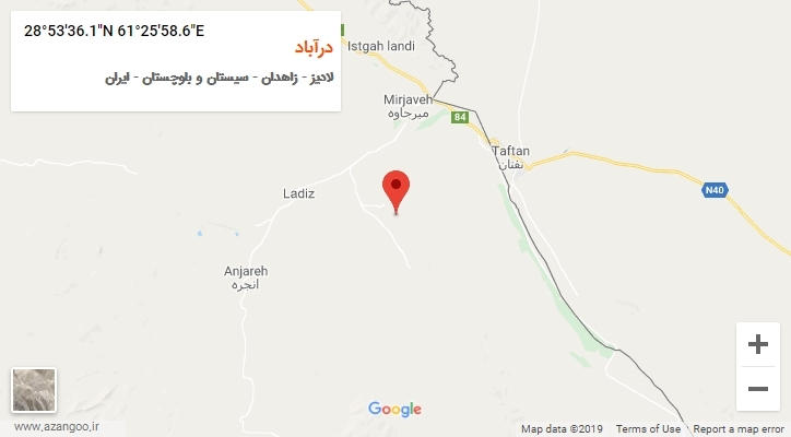 روستای درآباد بر روی نقشه