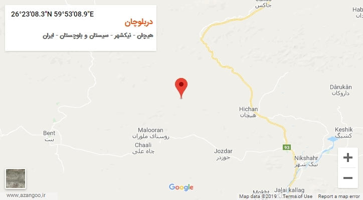 روستای دربلوچان بر روی نقشه