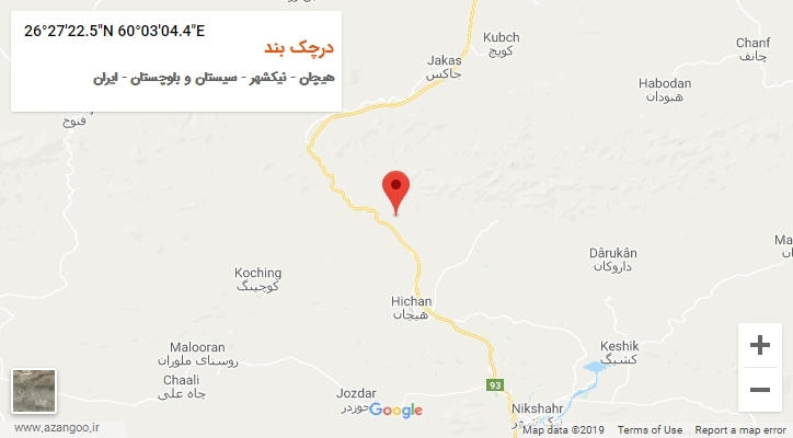 روستای درچک بند بر روی نقشه