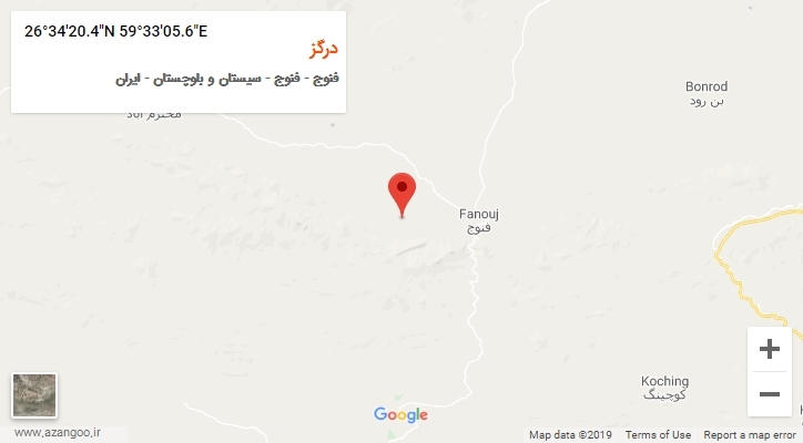 روستای درگز بر روی نقشه