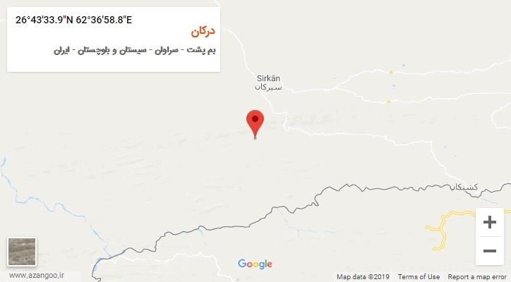 روستای درکان بر روی نقشه