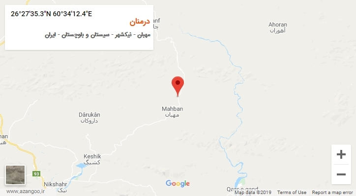 روستای درمنان بر روی نقشه