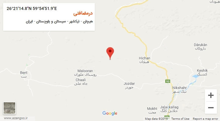 روستای درمضافتی بر روی نقشه