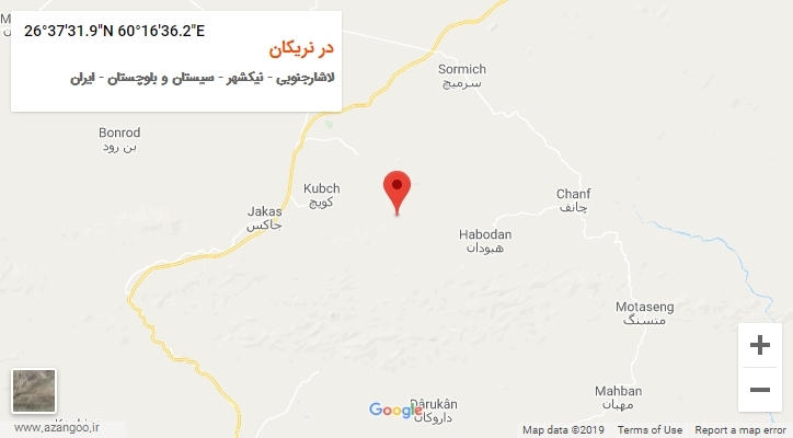 روستای در نریکان بر روی نقشه