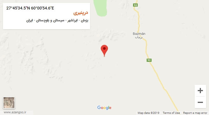 روستای درپنیری بر روی نقشه