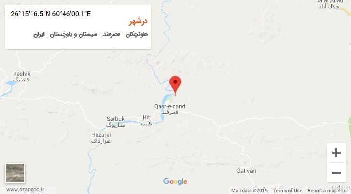 روستای درشهر بر روی نقشه