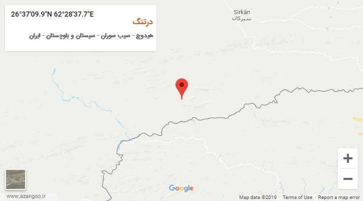 روستای درتنگ بر روی نقشه