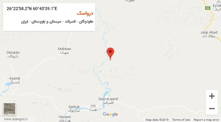 روستای درواسک بر روی نقشه
