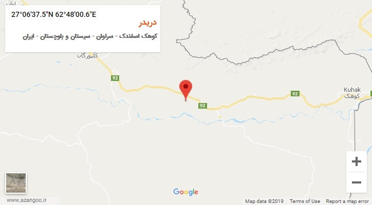 روستای دریدر بر روی نقشه
