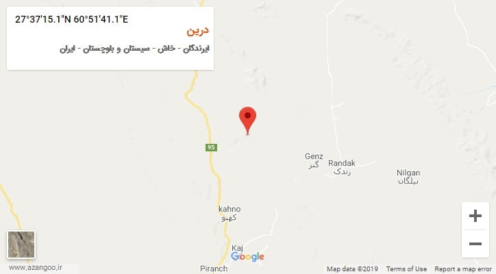 روستای درین بر روی نقشه
