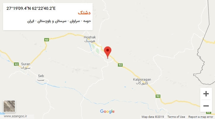 روستای دشتک بر روی نقشه