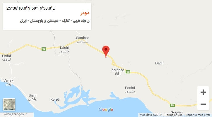 روستای دودر بر روی نقشه