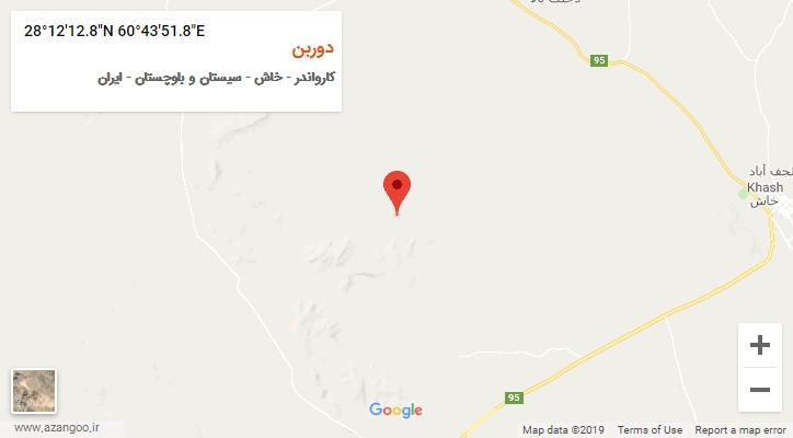 روستای دوربن بر روی نقشه