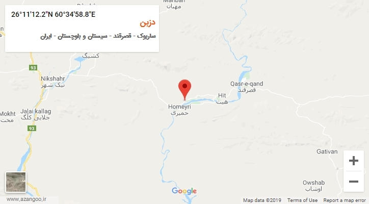 روستای دزبن بر روی نقشه