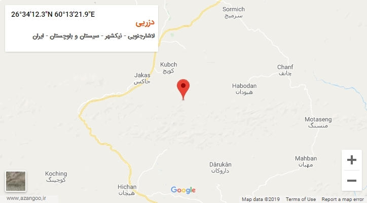 روستای دزریی بر روی نقشه