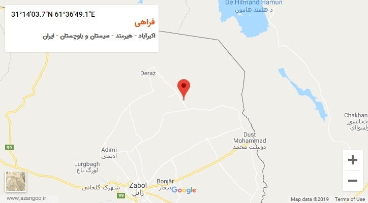 روستای فراهی بر روی نقشه