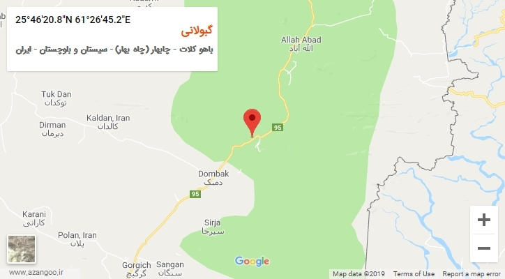 روستای گبولانی بر روی نقشه