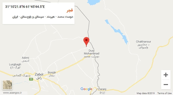 روستای قجر بر روی نقشه