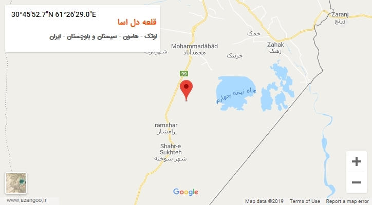روستای قلعه دل اسا بر روی نقشه
