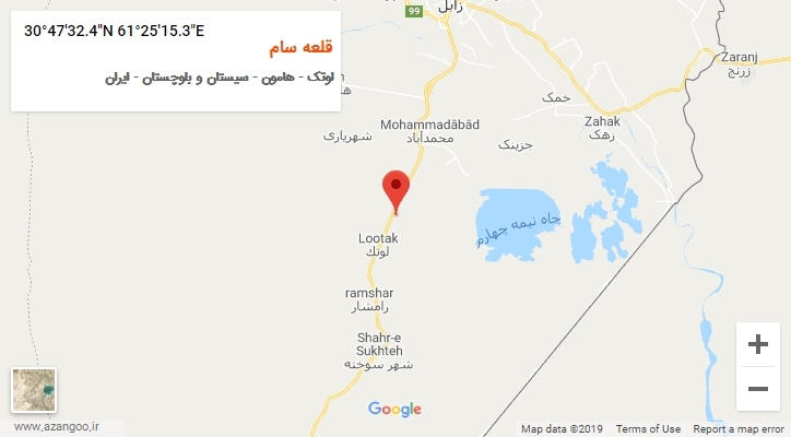 روستای قلعه سام بر روی نقشه