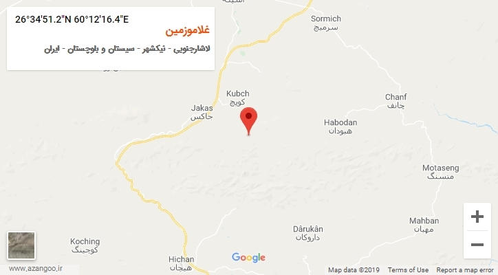 روستای غلاموزمین بر روی نقشه