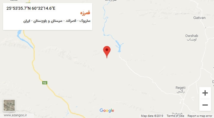 روستای قمرزه بر روی نقشه