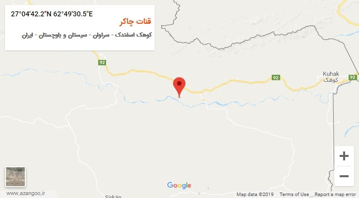روستای قنات چاکر بر روی نقشه