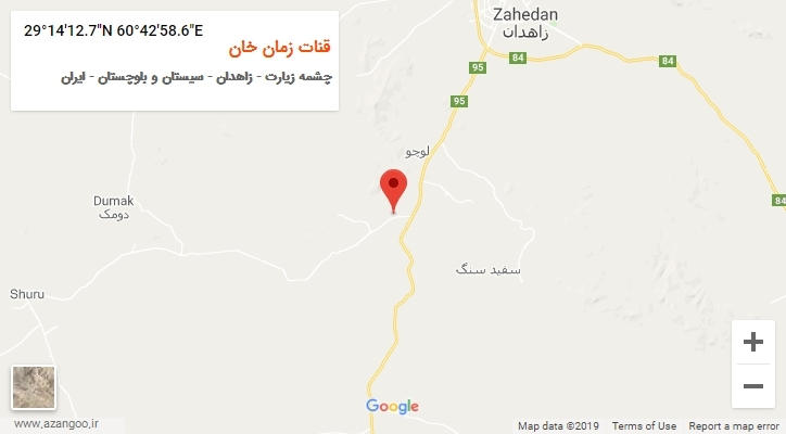 روستای قنات زمان خان بر روی نقشه