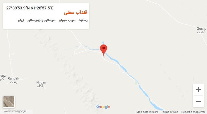 روستای قندآب سفلی بر روی نقشه