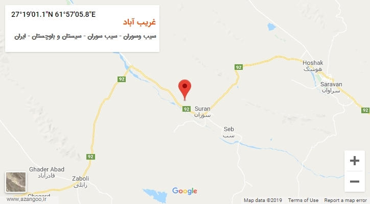روستای غریب آباد بر روی نقشه
