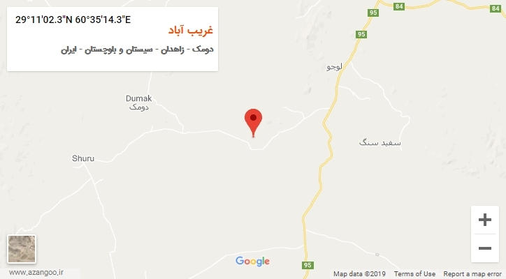 روستای غریب آباد بر روی نقشه