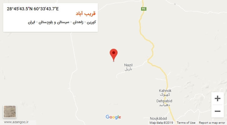 روستای قریب آباد بر روی نقشه