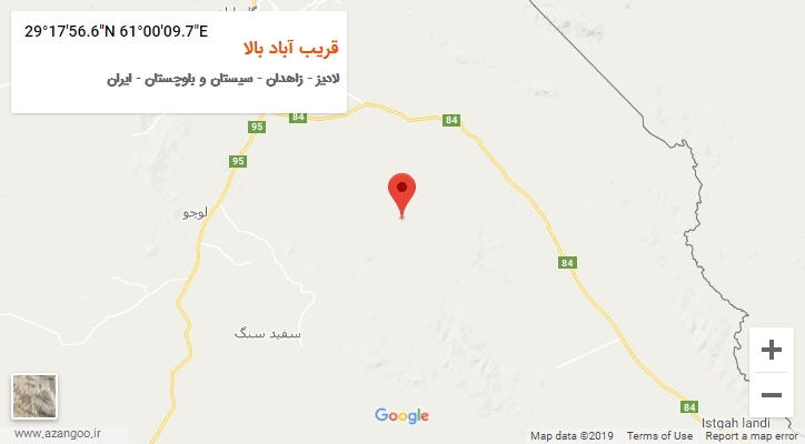 روستای قریب آباد بالا بر روی نقشه