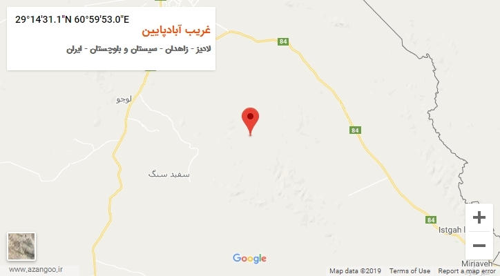 روستای غریب آبادپایین بر روی نقشه