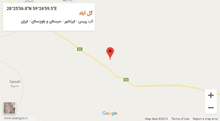 روستای گل آباد بر روی نقشه