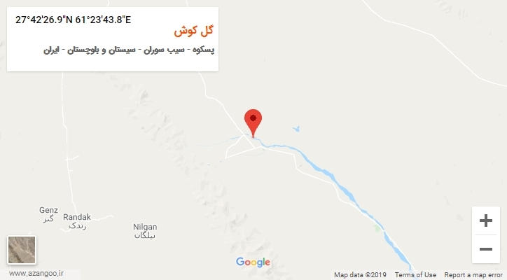 روستای گل کوش بر روی نقشه